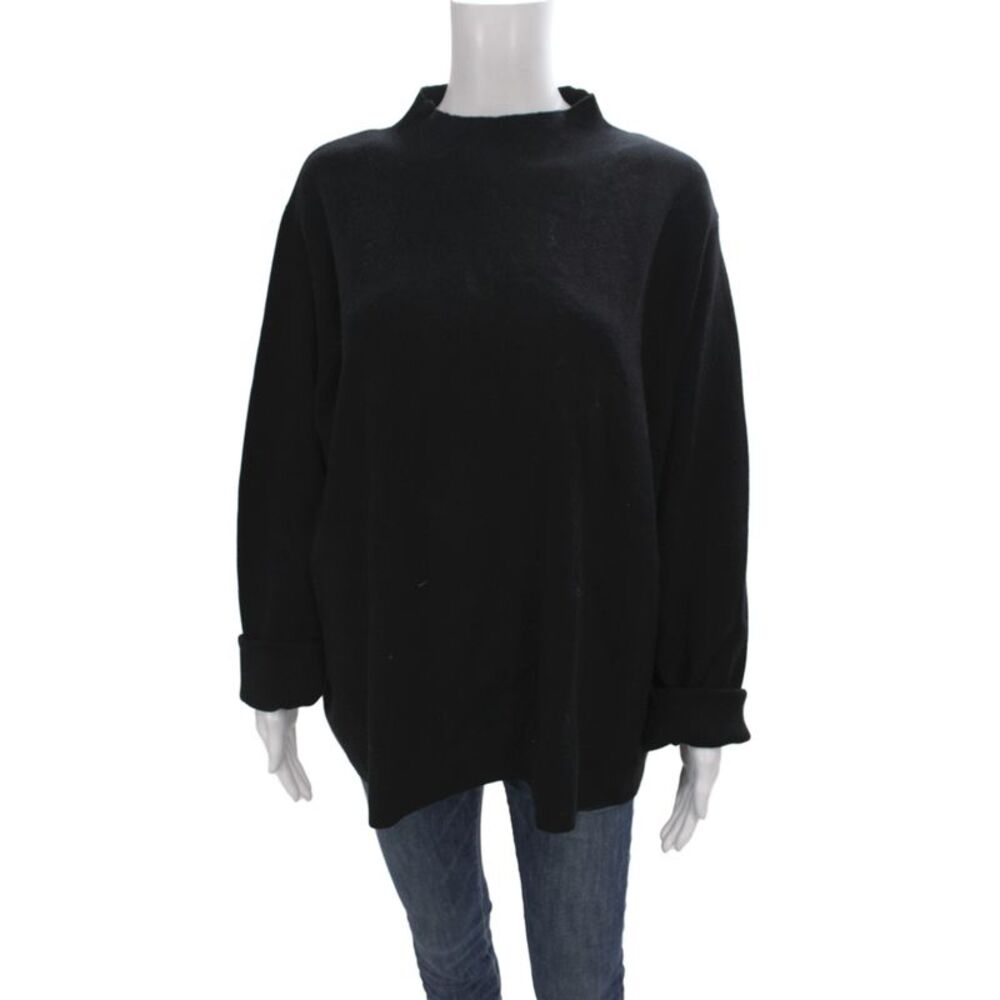 MNG Women Pullover Black Mock Neck Long Sleeve Viscose Size 4XL